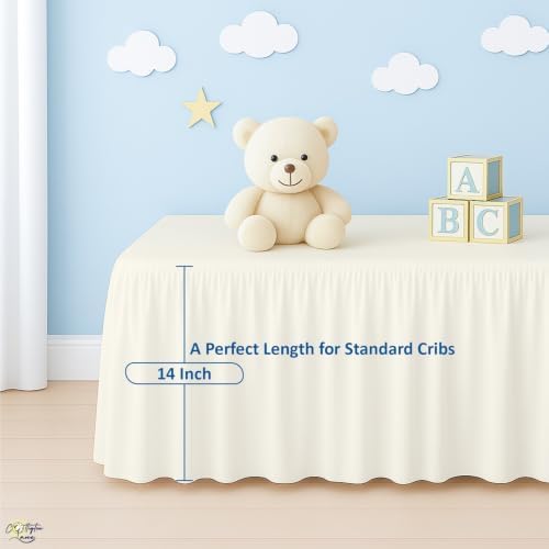 Cottington Lane Ivory Crib Skirt Dust Ruffle 14" Drop, Fits 28" x 52" - Image 5