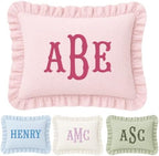 Monogram Pillow Covers, Custom Initials Muslin Pillow Cover, Embroidered Pillow by Locobird
