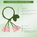 2 Pack Boho Handmade Flower Curtain Tiebacks Curtain Holdbacks - Image 3