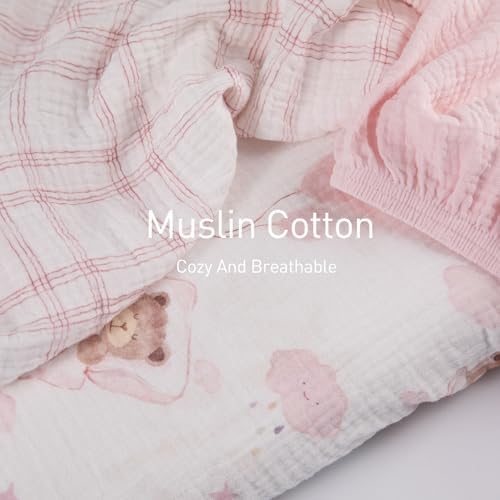 Gllquen Baby 3-Pack Muslin Cotton Bassinet Sheets - Image 4