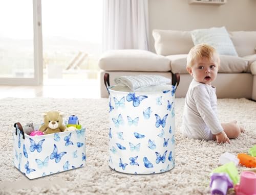 NTAOHAMPER Rectangular Blue Butterfly Storage Basket, baptism basket - Image 2