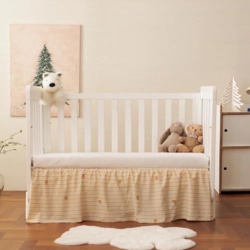 Crib Skirt with Platform, Ruffled Wave Design Baby Bed Skirt by VTNXUN