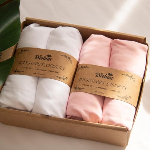 Baby Bassinet Sheets 4 Pack Compatible by Bilobanbabybedding