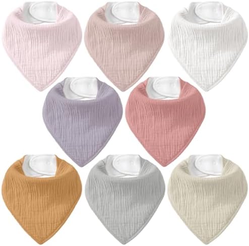8 Pack Muslin Baby Bandana Bibs by CivaruaKids