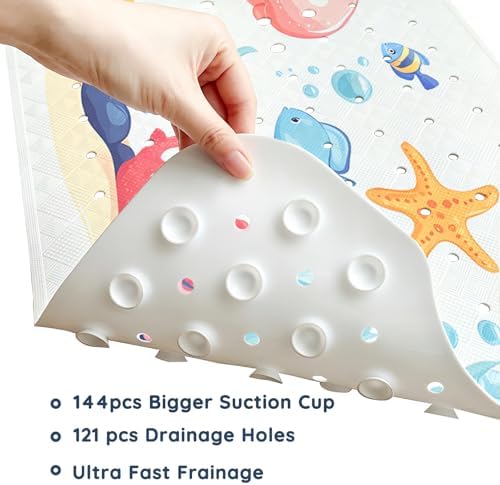 LNOND Bath Mat for Tub for Kids, Sea World Bathtub mat Non Slip, Jellyfish - Image 5