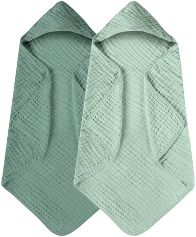 Yoofoss Hooded Baby Bath Towels 2 Pack 100% Muslin Organic Cotton by YOOFOSS