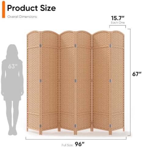 JOSTYLE Outdoor Privacy Screen 6-Panel Folding Room Divider Space Partition - Image 2