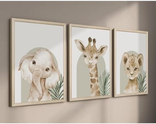 Animal Wall Art Pictures Baby Nursery Canvas Wall Art Decor Safari Animal - Image 6