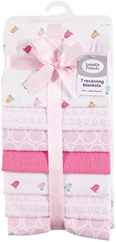 Luvable Friends Unisex Baby Cotton Flannel Receiving Blankets, Birdies 7-Pack - Image 3