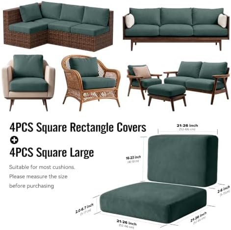 8Pcs Outdoor Cushion Covers, Stretch Patio Furniture Couch Chair Slipcovers - Image 2