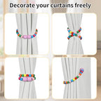 KLOGTSIND Magnetic Curtain Tiebacks, 2 Pack Wood Bead Curtain Holdbacks - Image 4