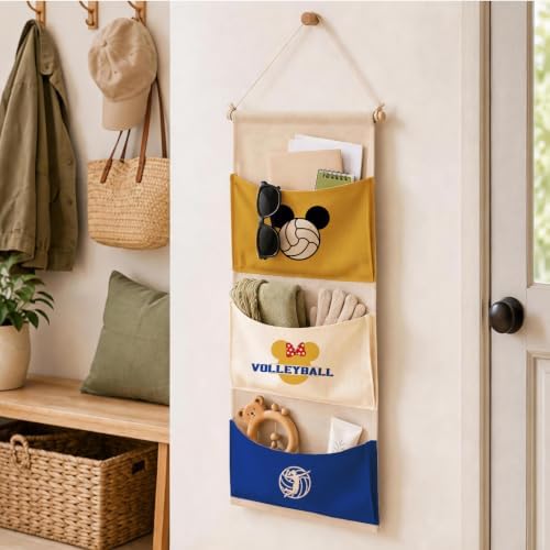 3-Pocket Hanging Wall Organizer, Volleyball Theme Over Door Storage - Image 5