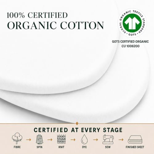 GOTS Organic Bassinet Fitted Sheets Compatible - Image 5