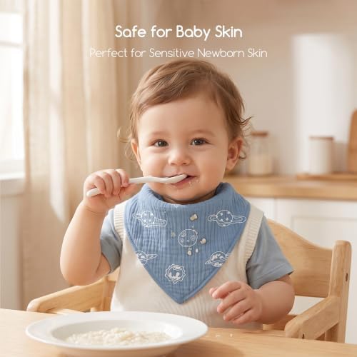 8 Pack Muslin Baby Bandana Bibs - Image 3