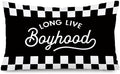 Long Live Boyhood 12x20 Pillow Cover, Boys Room Decor, Trendy Black and White by Unknown