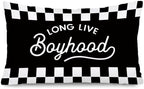 Long Live Boyhood 12x20 Pillow Cover, Boys Room Decor, Trendy Black and White by Unknown