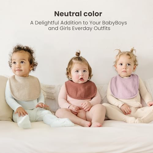 Konssy 8-Pack Muslin Baby Bibs, Adjustable Fit - Image 2