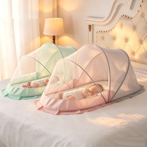 Easy Foldable Baby Mosquito Net Sheer Mesh Ruffled Edge Canopy - Image 5