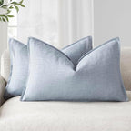 Foindtower Decorative Linen Lumbar Throw Pillow Covers 12x20 Inch Sky Blue by Foindtower
