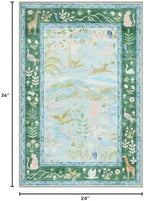2x3 Washable Area Rug for Entryway Non Slip Safari Nursery Rug Blue Kids Room - Image 2