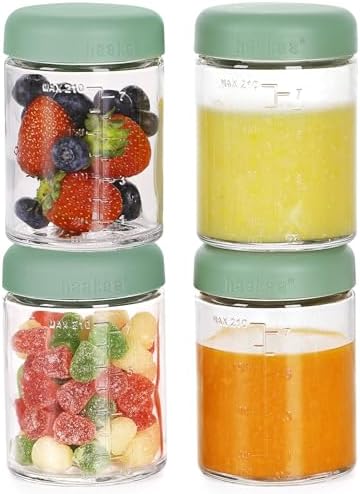 haakaa Baby Food Storage Containers Set, 100% Leak-Proof Glass Baby Food Jars by haakaa