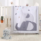 Mini Crib Bedding Set for Boys, Premium 3 Piece Elephant Baby Mini Crib Bedding by WOWELIFE