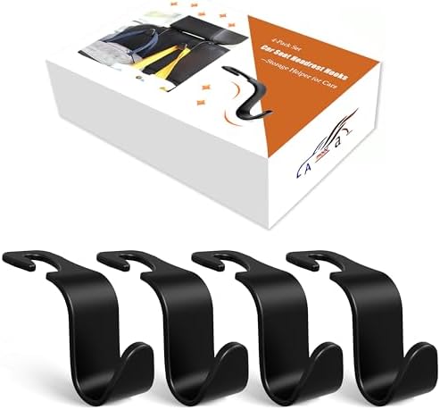 4-Pack Car Headrest Hooks Holds 55lbs Seat Storage Organizer by Amooca