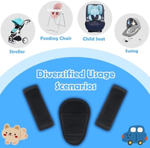 3 Pcs Stroller Straps Pads, Soft Breathable Fabric - Image 4