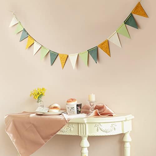 Fonder Mols Paper Pennant Party Decorations Large Gold Green, Triangle Flags - Image 3
