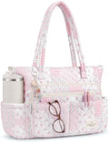 WOBAGMEN Teacher Tote Bag for Women, Quilted Floral Laptop Work Tote by WOBAGMEN