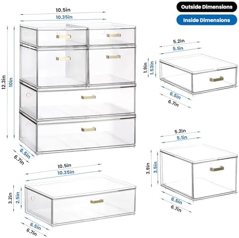 LALOBLUE Stackable Clear Acrylic Drawer Baby Bottle Makeup Organizer 6PC - Image 3