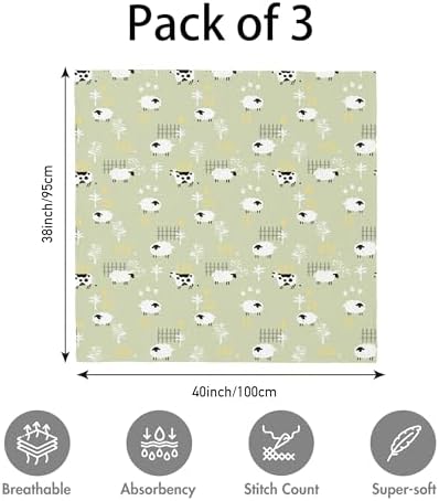 Muslin Swaddle Blankets for Newborn, 3 Pack Breathable Soft Receiving Blanket - Image 4