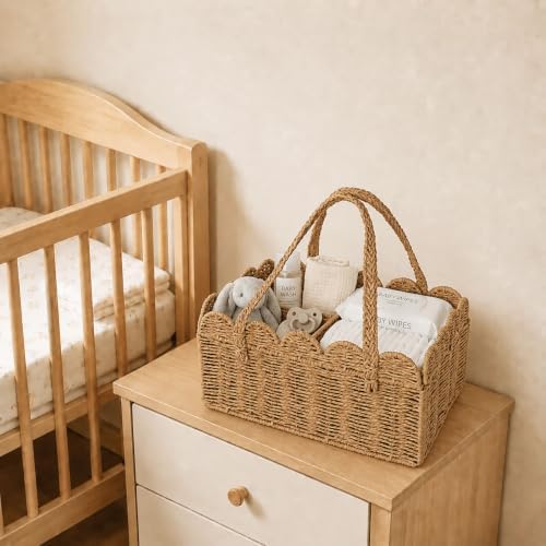 Diaper Caddy Organizer, Paper Rope Storage Baskets Nursery Bin - Image 5