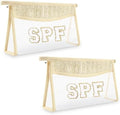 Iqimott 2Pcs Boho Patch SPF Bag Clear Makeup Letter Bag, Waterproof Zipper Make by Iqimott