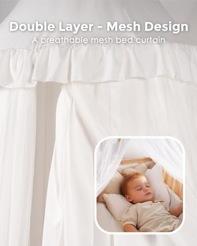 little dove Bed Canopy with Star Lights, Double Layer Canopy - Image 2