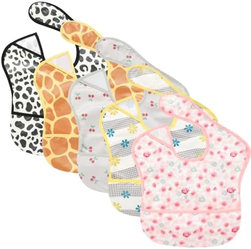 TSD Baby Bibs Waterproof Feeding Bibs 5pack Adjustable Mealtime Poctet Bib by Unknown