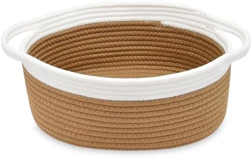 ABenkle Small Basket with Handles, Boho Decorative Rope Woven Dog Cat Toy by ABenkle