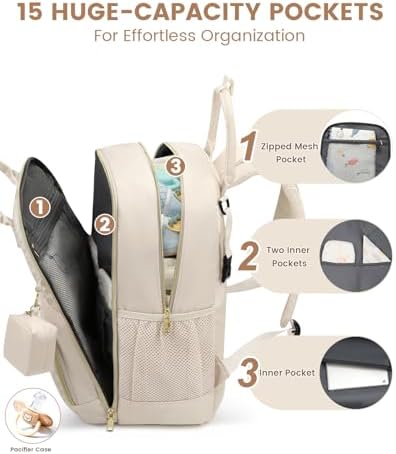 Pritent Diaper Bag Backpack, Baby Bag Backpack Baby Essentials - Image 5