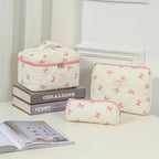 uekeboag Quilted Cotton Makeup Bag 2Pcs Coquette Cosmetic Bag, Large Soft - Image 5