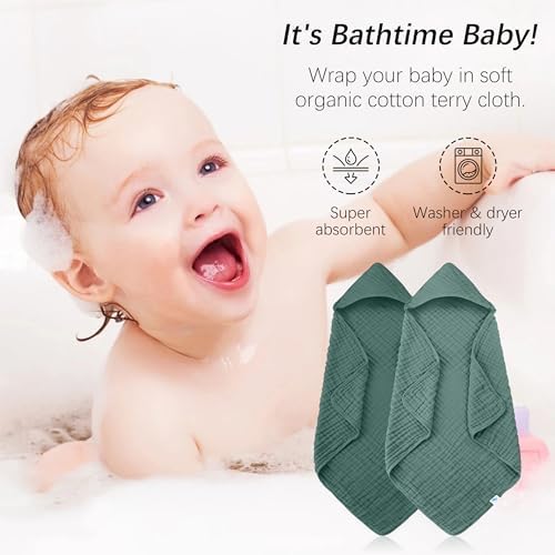 SWEET DOLPHIN Muslin Hooded Baby Bath Towels - Image 3