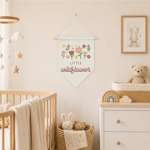 KYTWSFWS Wildflower Nursery Wall Art Pennant Flag, Girls Room Wall Decor - Image 3