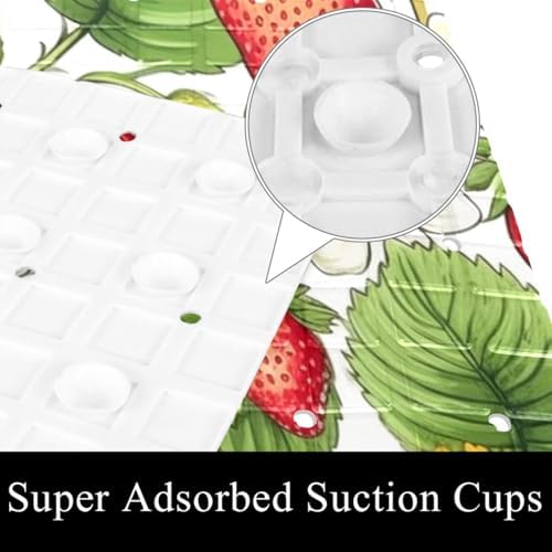 Bathtub Mat Non Slip 26.8x15.1 Inch, Strawberry Floral Shower Mat - Image 3