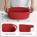 MEGASKET Red Woven Basket, Cute Cotton Rope Cat Dog Toy Bin Box, Small Woven Bin - Image 2