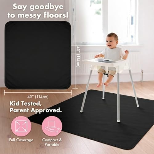 BapronBaby Minimalist Black Waterproof Splash Mat Catch All Floor Cover - Image 4