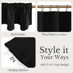 NICETOWN Black Valances for Windows Blackout Small Curtain for Basement - Image 3