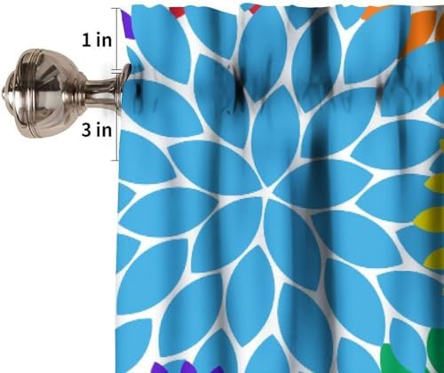 Rainbow Dahlia Flower Valance Curtain, Abstract Colorful Red Purple Green Blue - Image 6