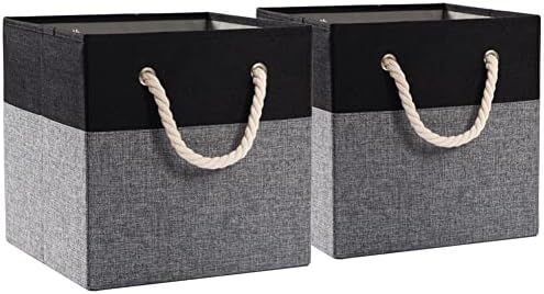 PRANDOM Large Foldable Cube Storage Bins 11x11 inch Fabric Linen Storage by Prandom