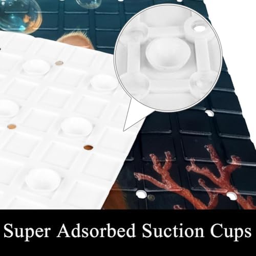 Shower Mat Non Slip 26.8 x 15.1 Inches, Underwater Cat Ocean Bathtub Mat Shower - Image 3