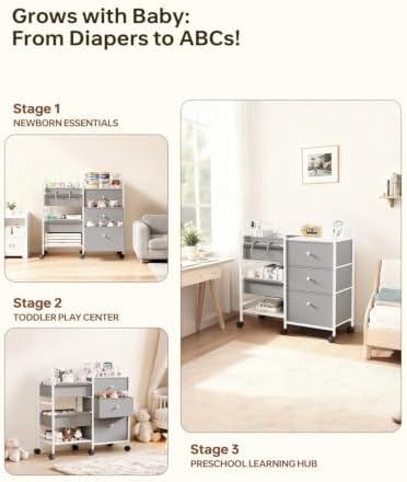 2in1 Baby Diaper Caddy Organizer and Storage Cart - Image 5
