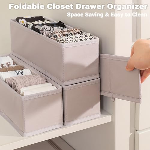 MURRI&MURRDI 6-Pack Foldable Fabric Sock Drawer Organizer, Small Dresser Drawer - Image 5